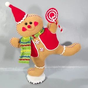 Weihnachtsdeko Lebkuchenmann Figur 14 Zoll selbststehend Plüsch Puppe Tisch Display - Bild 1 von 10