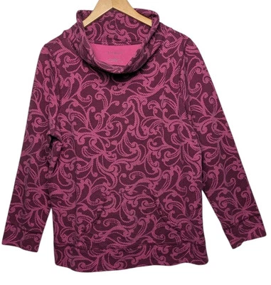 Sudadera Talbots Cuello Capucha Grande Rosa Malva Patrón Desplazamiento Foto 1 de 4