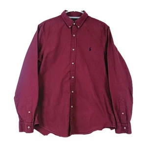 Polo Ralph Lauren Dress Shirt Men Large Maroon Slim Long Sleeve Button Down Pony - Picture 1 of 10