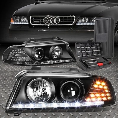 PARA 96-01 AUDI A4 QUATTRO LED DRL SEÑAL NEGRO PROYECTOR FARO LÁMPARA + JUEGO DE HERRAMIENTAS Foto 1 de 4