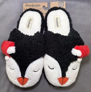 Dearfoams Weihnachten Hausschuhe Damengröße 9-10 Pinguine rutschfest kuschelig NEU - Bild 1 von 8