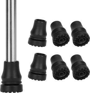 Cane Tips (6-Pack), 3/4 Inch Non-Slip Rubber Replacement for Walking Stick Foldi - Picture 1 of 8