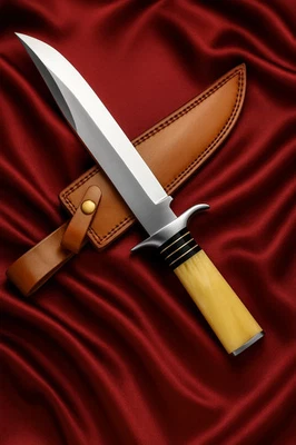 Handgefertigtes Bowie  Messer – D2 Stahl Jagdmesser mit Lederscheide - Bild 1 von 4