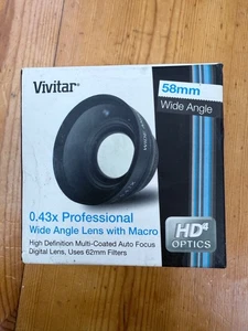 Vivitar 0.43X Professional Wide Angle Lens w/ Macro 58mm HD4 Optics Open Box L2 - Picture 1 of 9