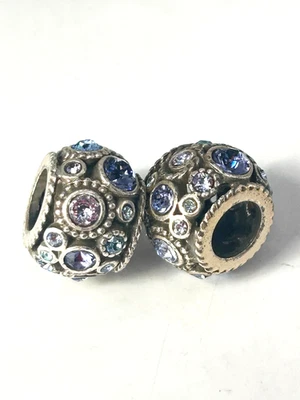 Brighton Lot of 2 halo multi hues blue purple silver beads  NWOT  2 beads - Image 1 of 4