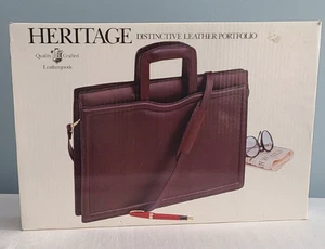 Vintage New Heritage Leder Portfolio Burgund 17x11,5x3 Aktentasche - Bild 1 von 14