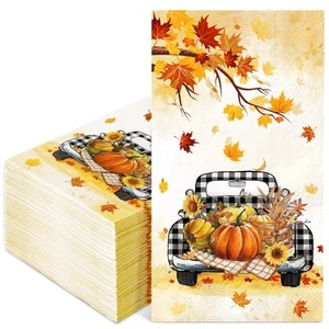 Servilletas decorativas de papel desechables de otoño 100 piezas para invitados, Acción de Gracias Otoño - Imagen 1 de 6