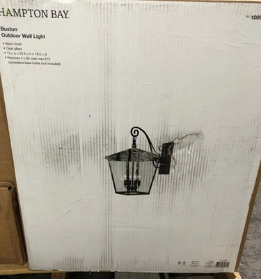Hampton Bay Buxton Extra Large 23.5 in. 4-Light Black Outdoor Wall Lantern - Image 1 of 3