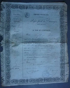 PASS ins Ausland. Von Paris nach Preußen und Herzogtum Nassau. 1862. - Bild 1 von 1