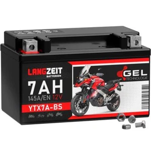 LANGZEIT YTX7A-BS Motorrad GEL Batterie 12V 7Ah 50615 Batterie ETX7A-BS CTX7A-BS - Bild 1 von 5