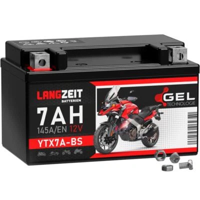 LANGZEIT YTX7A-BS Motorrad GEL Batterie 12V 7Ah 50615 Batterie ETX7A-BS CTX7A-BS - Bild 1 von 4