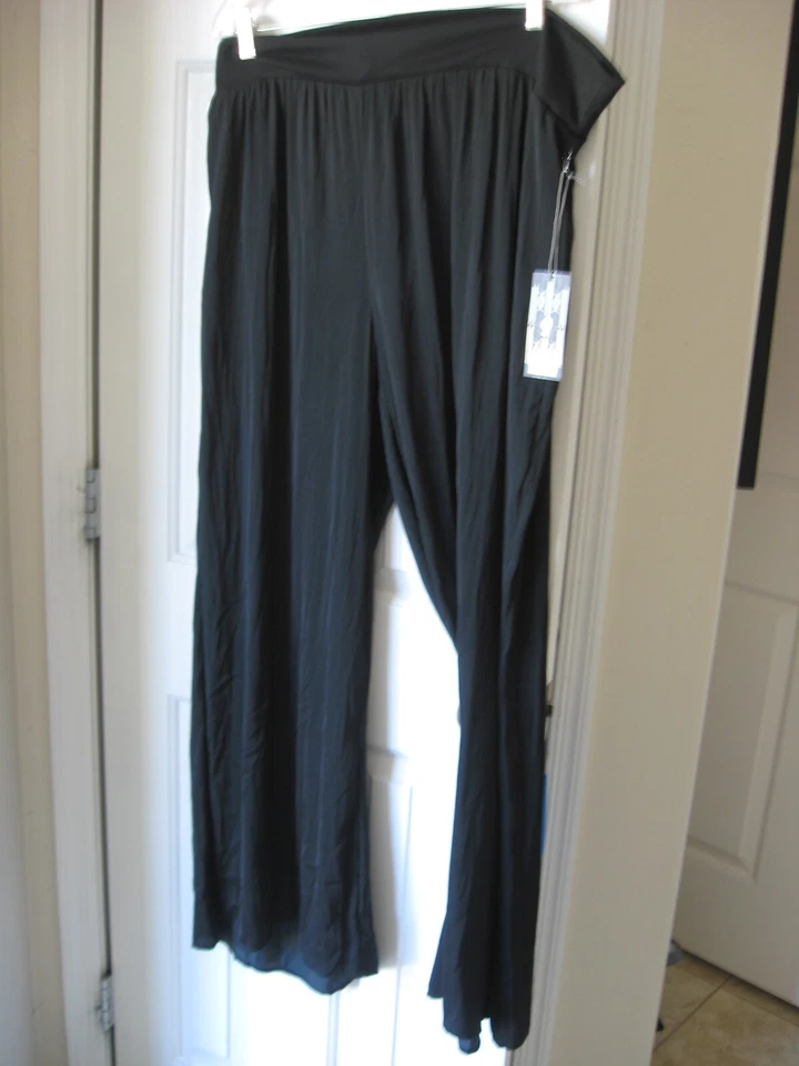 Pantalones de pierna ancha Palazzo negros elásticos Jennifer Lopez nuevos con etiquetas - talla 2X Foto 1 de 1