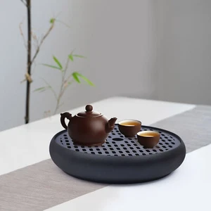 Vintage Appearance Round Table Tea Tray Chinese Style Tea Set Serving Tea Tray - Picture 1 of 11