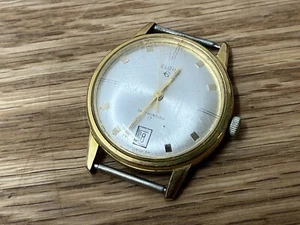 Elgin 849 17 Jewels Self-Winding Automatic Date Watch Gold Plated Case Swiss - Picture 1 of 7