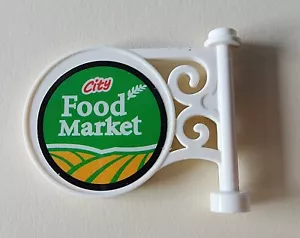 LEGO: 13459 Road Sign Round on Pole, White, City Food Market and Clock - Picture 1 of 2
