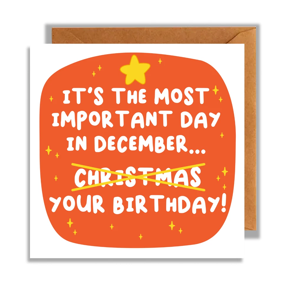 STUDIO ARCA Christmas Birthday Card, Most Important Day Of December, Dad, Mum, Bro, Sis