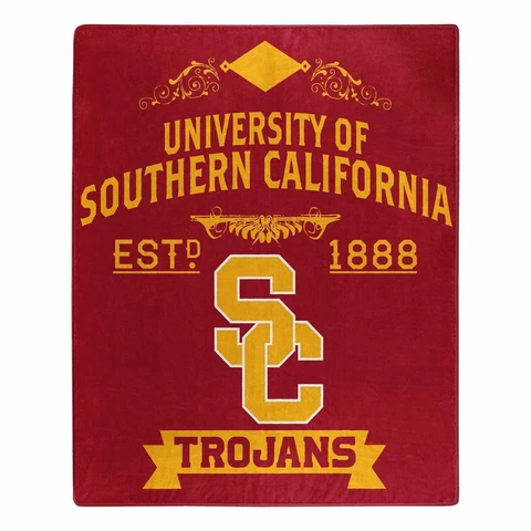 USC Trojans Label Design 50" x 60" Raschel Plush Blanket by Northwest Cover