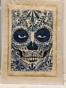 Mexikanische Kunst handgemalt auf Rindenpapier -Amate- natürliche Farben und Baumwollstoff - Bild 1 von 3
