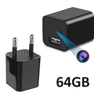 64GB Versteckt Kamera Spycam Überwachungskamera Video Ton Aufnahme Ladegerät Cam - Bild 1 von 8