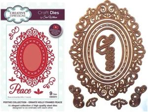 Creative Expressions Sue Wilson Festive Collection ZIERLICHE STECHPALME GERAHMT PEACE Würfel - Bild 1 von 3