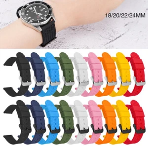 Schnellverschluss Silikon Kautschuk Armband Wasserdicht Uhrenarmband Strap 18 20 22 24 mm - Bild 1 von 47