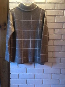 Madewell Funnel Neck Wool Blend Windowpane Tan Sweater XS - Picture 1 of 7