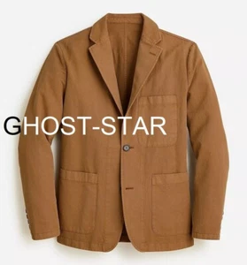 J.CREW Blazer 36 Baumwolle Leinen Chino hellbraun hellbraun lässig Anzug Jacke 36 S Slim - Bild 1 von 6
