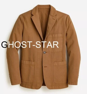 J.CREW blazer 36 cotton linen chino light brown tan chore suit jacket 36S slim - Image 1 of 4