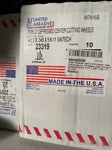 Box of 10 United Abrasives Cutting Wheels 23319 4 1/2 x .045 x 5/8-11 SAITECH - Picture 1 of 4
