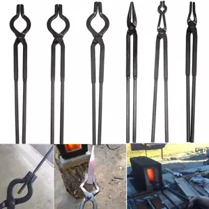 6 pcs Beginner Blacksmith Tongs Flat Jaw Pick Up Scroll Blacksmith Forge Tongs - Picture 1 of 10