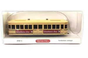Wiking 074901 Straßenbahn-Anhänger "Schultheiss-Bier" beige Maßstab 1:87 - Bild 1 von 1