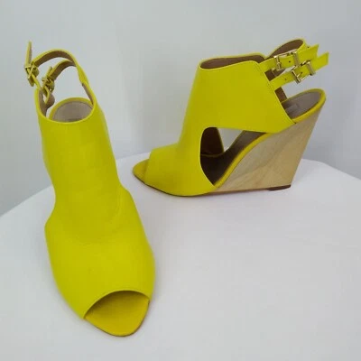 Tacones Rachel Roy para mujer talla 8,5 cuña de madera amarillo brillante punta abierta Foto 1 de 4