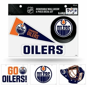 EDMONTON OILERS REMOVABLE WALL DECOR 6pc SET PREMIUM DECALS - Picture 1 of 1