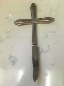 Vtg HAND MADE LETTER OPENER - CROSS BUTTER KNIFES -9.INCHES-ONE OF A KIND - Picture 1 of 4