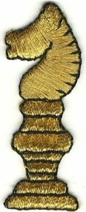 2" Metallic Gold Knight Chess Piece Embroidery Patch - Picture 1 of 1