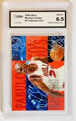 Michael Jordan 1995 1996 Fleer Ultra Fabulous Fifties #5 GMA 8,5 Inserto Chicago Foto 1 de 2