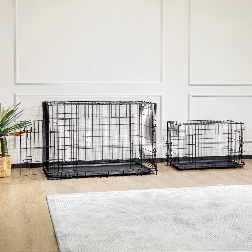 OLIXIS Dog Crate Double Door Pet Cage Wire Metal Kennel Removable Tray Divider Panel