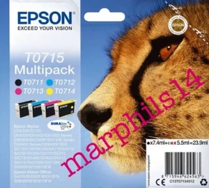EPSON T0715 Genuine Ink Cartridges (T0711 T0712 T0713 T0714) - 4 Inks! - Picture 1 of 5