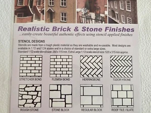 1:12 scale Dolls house Miniature Building Brick & Stone Stencil - Picture 1 of 8