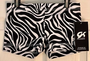 GK ZEBRA STRIPE GIRLS MEDIUM MICRO MINI WORKOUT N/S CHEER DANCE GYM SHORTS Sz CM - Picture 1 of 8