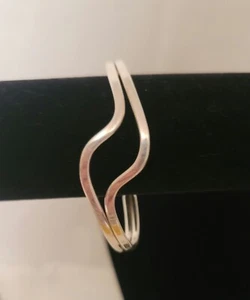 Silber gewelltes Manschettenarmband markiert 925 schön - Bild 1 von 5