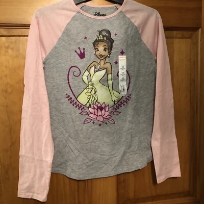 NWT~ Size 12 Disney Jumping Beans Tiana Long Sleeve Raglan Shirt Gray Pink Frog - Image 1 of 4