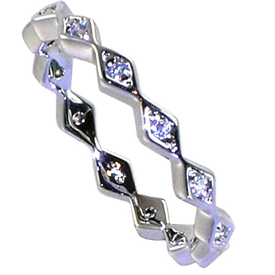 BRILLIANT GEOMETRIC ETERNITY CZ BAND RINGS_SZ-4__925 STERLING SILVER-NF - Image 1 of 4