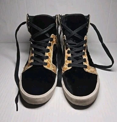 Mujer SUPRA Sky Top Negro Terciopelo y Guepardo Zapatos Deportivos ZAPATILLAS 10 Foto 1 de 4