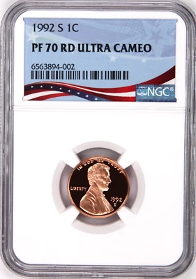 1992-S Lincoln Cent Graded PF70RD Ultra Cameo by NGC - Registry Quality Coin - Image 1 of 4