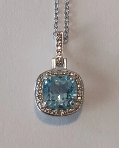 Topaz and Sterling Silver Pendant Necklace NEW - Picture 1 of 5