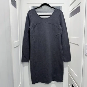 Athleta Illusion Grey Dress Large Tall LT Athletic Wear Long Sleeve Fitted Ponte - Picture 1 of 10