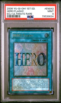 2006 Yugioh (UTR) HERO Flash!! PSA 9 EOJ-EN042 1st Edition Ultimate Rare MINT - Image 1 of 4