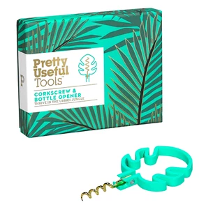 PRETTY USEFUL TOOLS - CORKSCREW & BOTTLE OPENER - TROPICAL LEAF SHAPE - NEW - Picture 1 of 1