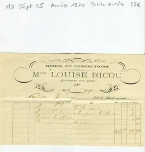 Dépt 05 - Gap - Petite Entête Secteur de la Mode Féminine Années 1870 A Voir !!! - Picture 1 of 1